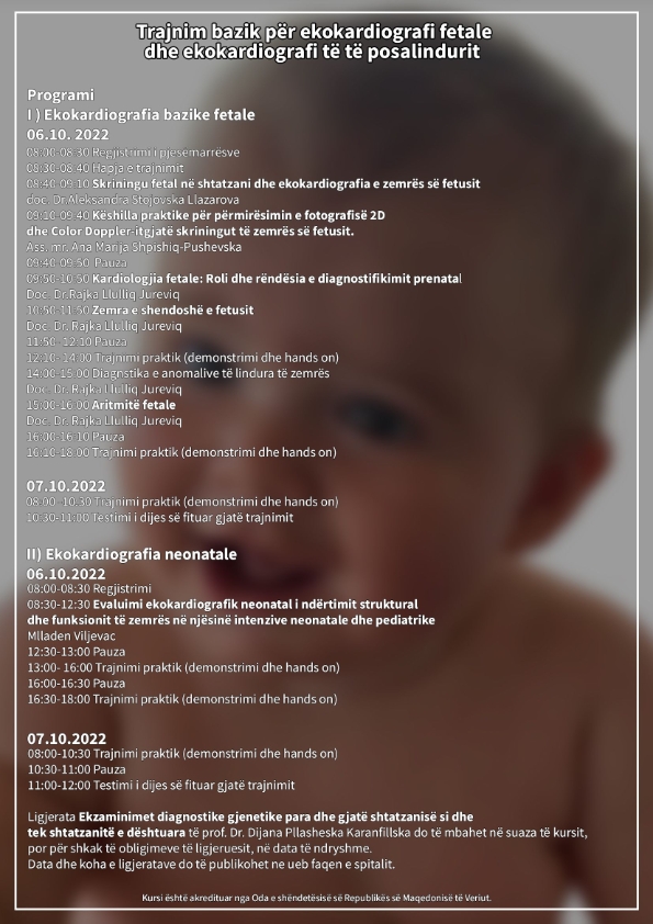 Базичен курс од фетална ехокардиографија и ехокардиографија на новородено